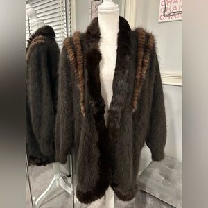 Vintage Angora & Mink Trim Sweater Coat New never worn